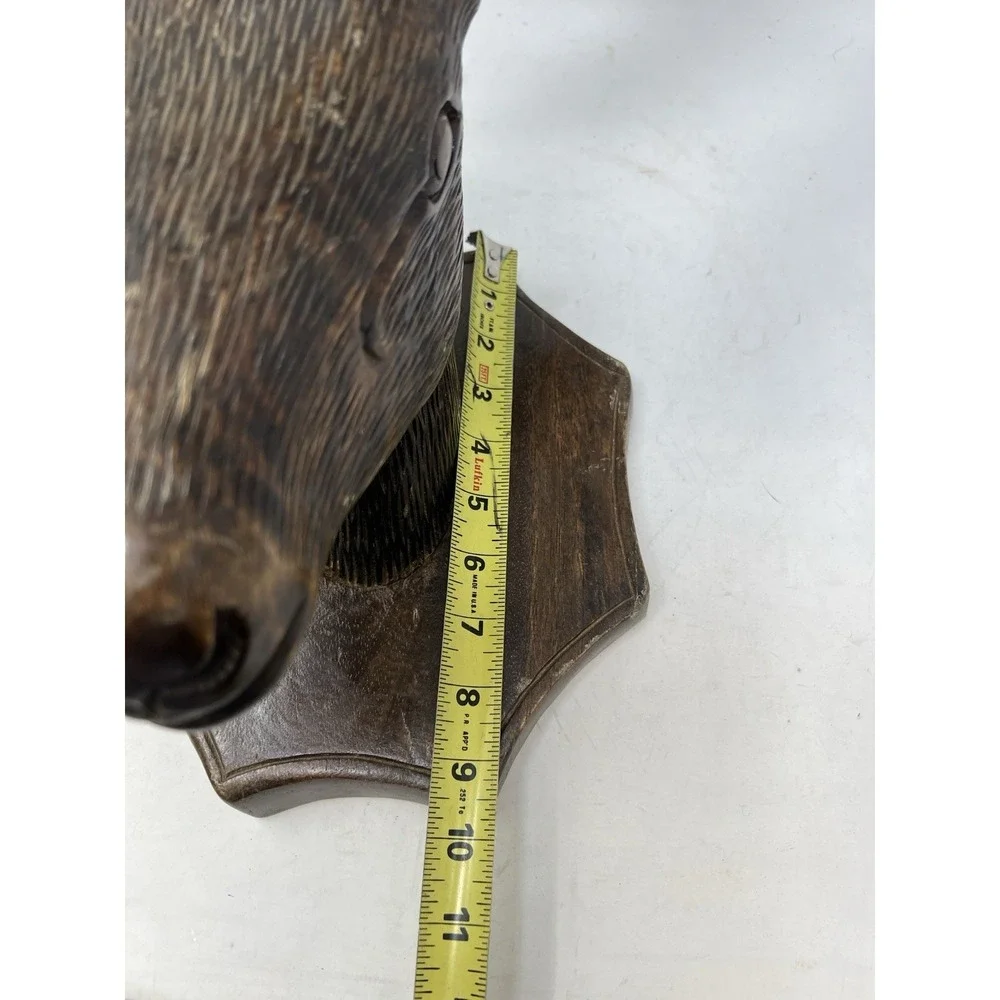 Hand Carved Wood Deer Head Missing One Horn OOAK Folk Art Vintage